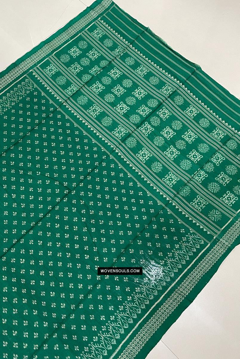 1720 Handgewebter Schal aus grüner Ikat-Baumwolle Odisha-WOVENSOULS Galerie für antike Textilien und Kunst