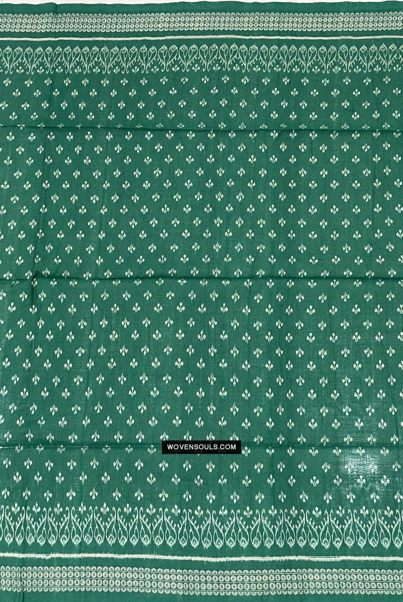1720 Handgewebter Schal aus grüner Ikat-Baumwolle Odisha-WOVENSOULS Galerie für antike Textilien und Kunst