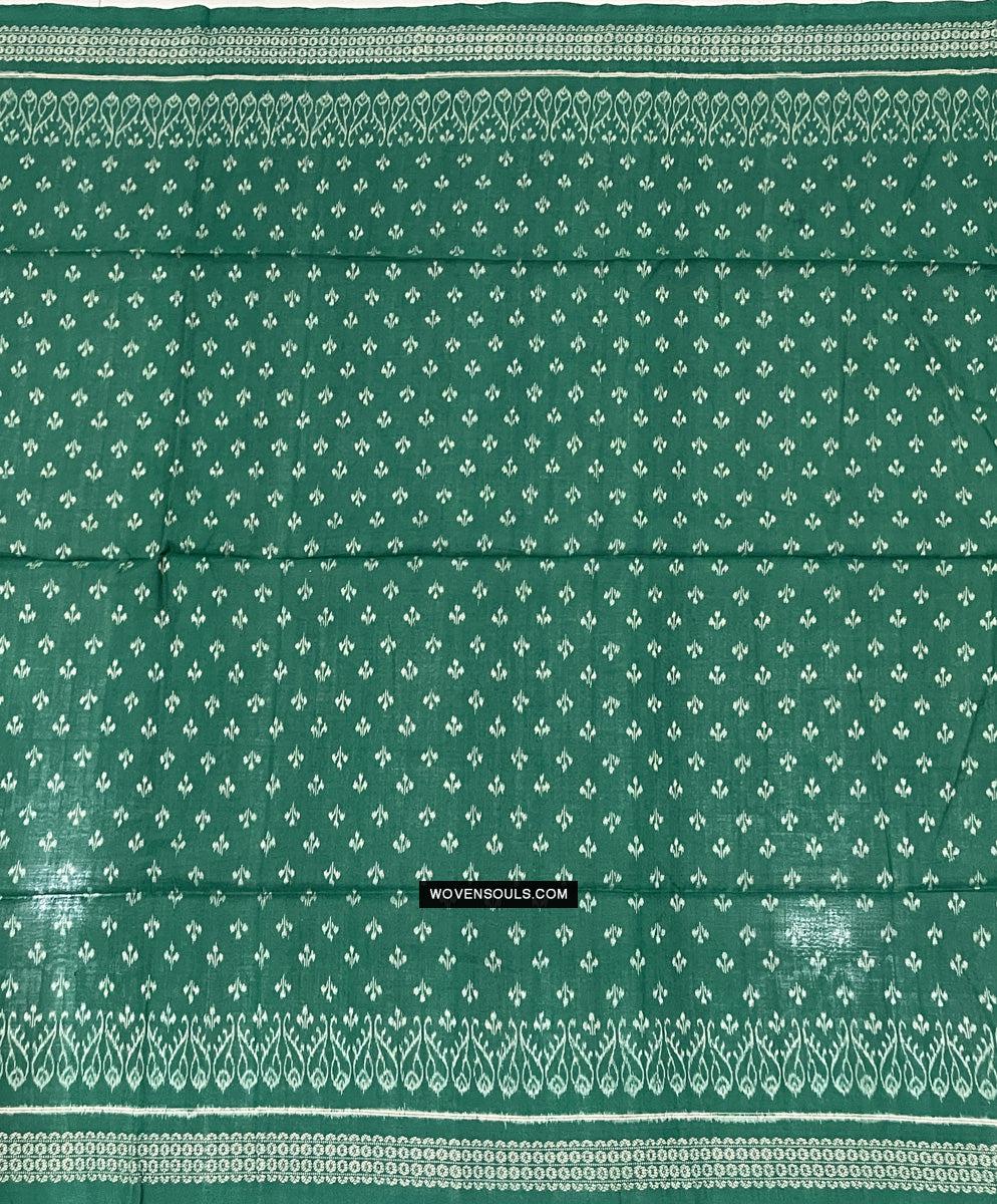 1720 Green Ikat Cotton Handloom Shawl Odisha-WOVENSOULS Antique Textiles & Art Gallery