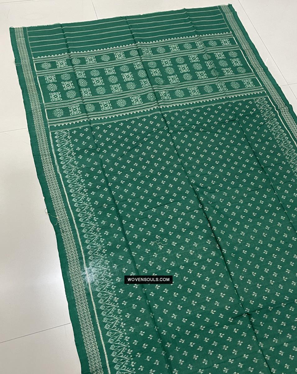 1720 Green Ikat Cotton Handloom Shawl Odisha-WOVENSOULS Antique Textiles & Art Gallery