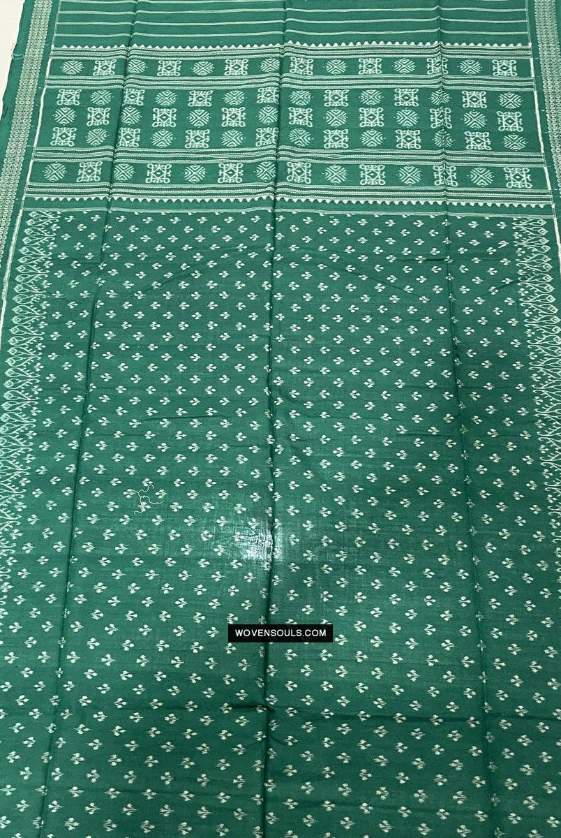 1720 Handgewebter Schal aus grüner Ikat-Baumwolle Odisha-WOVENSOULS Galerie für antike Textilien und Kunst
