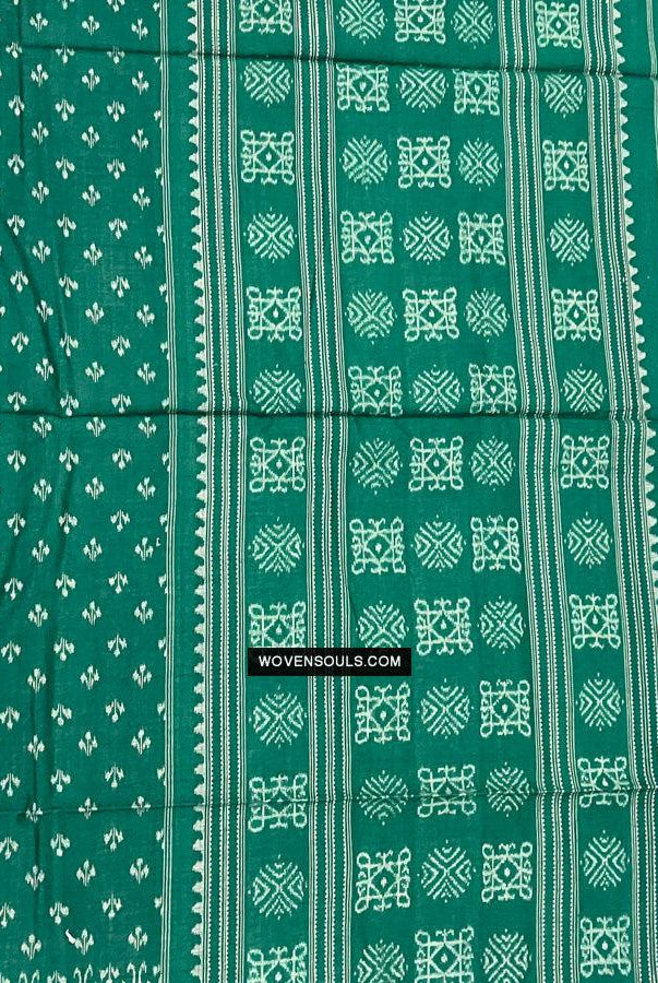 1720 Handgewebter Schal aus grüner Ikat-Baumwolle Odisha-WOVENSOULS Galerie für antike Textilien und Kunst