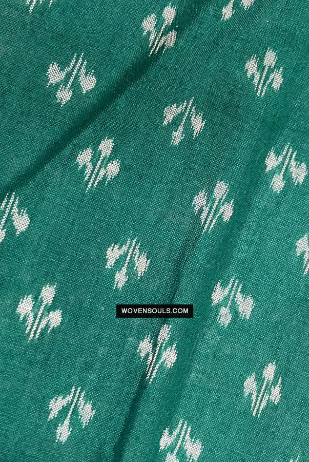 1720 Handgewebter Schal aus grüner Ikat-Baumwolle Odisha-WOVENSOULS Galerie für antike Textilien und Kunst