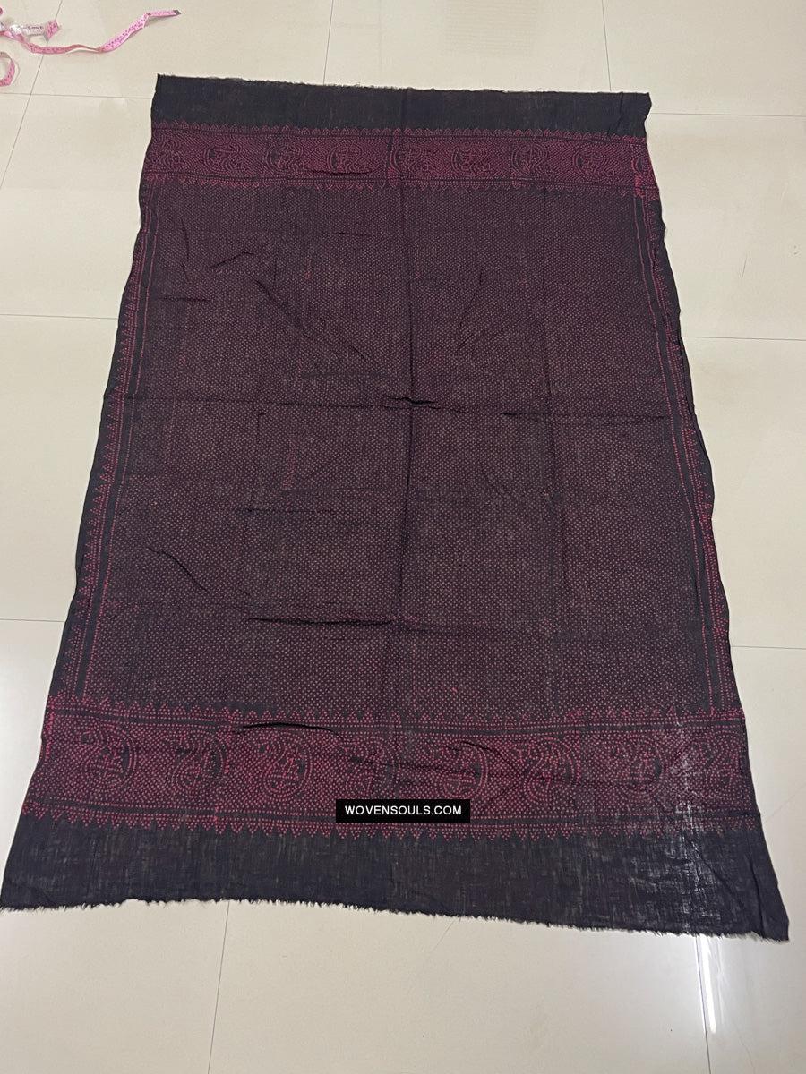 1721 PAIR Block Printed Cotton Scarf Textile with Bandhani motifs-WOVENSOULS Antique Textiles & Art Gallery
