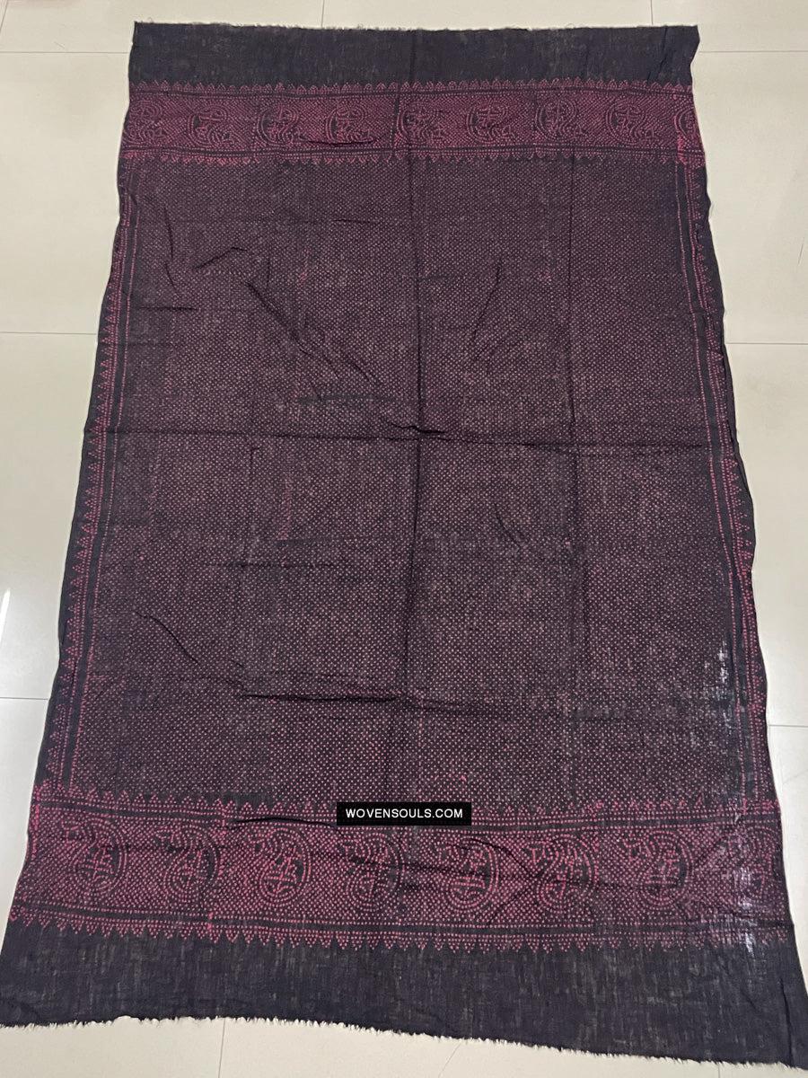 1721 PAIR Block Printed Cotton Scarf Textile with Bandhani motifs-WOVENSOULS Antique Textiles & Art Gallery