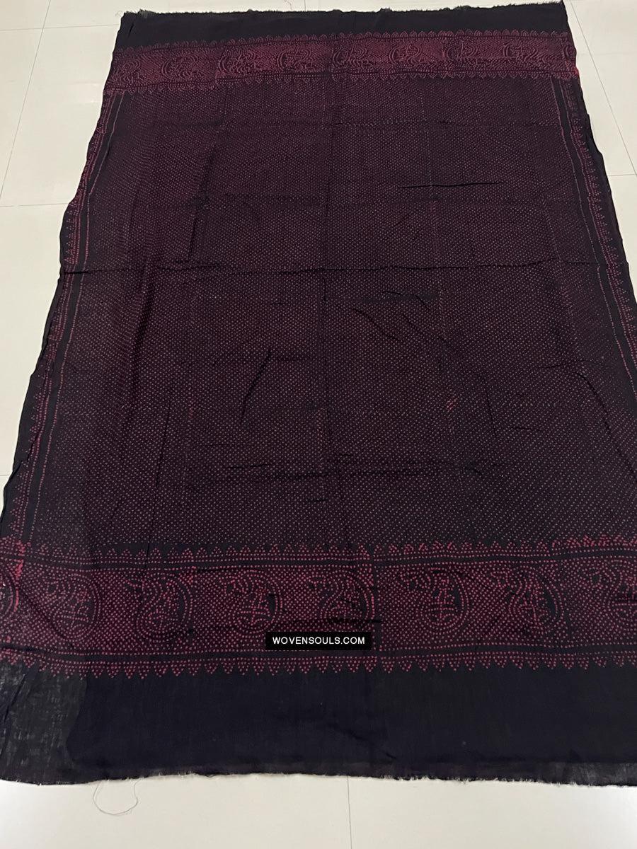 1721 PAIR Block Printed Cotton Scarf Textile with Bandhani motifs-WOVENSOULS Antique Textiles & Art Gallery