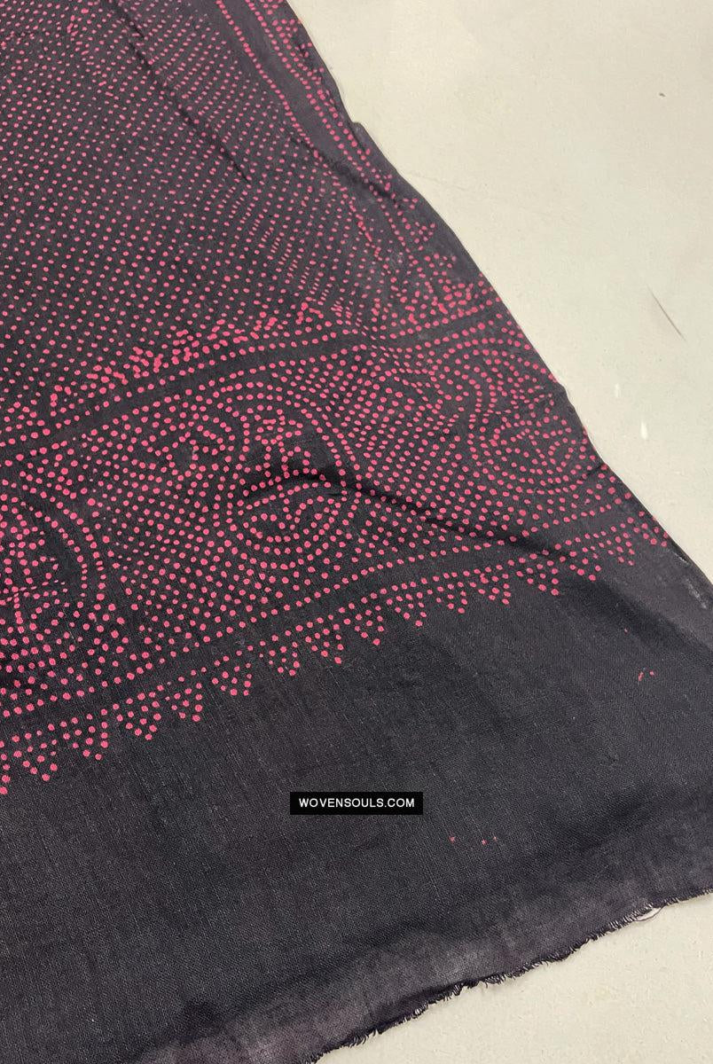 1721 PAIR Block Printed Cotton Scarf Textile with Bandhani motifs-WOVENSOULS Antique Textiles & Art Gallery