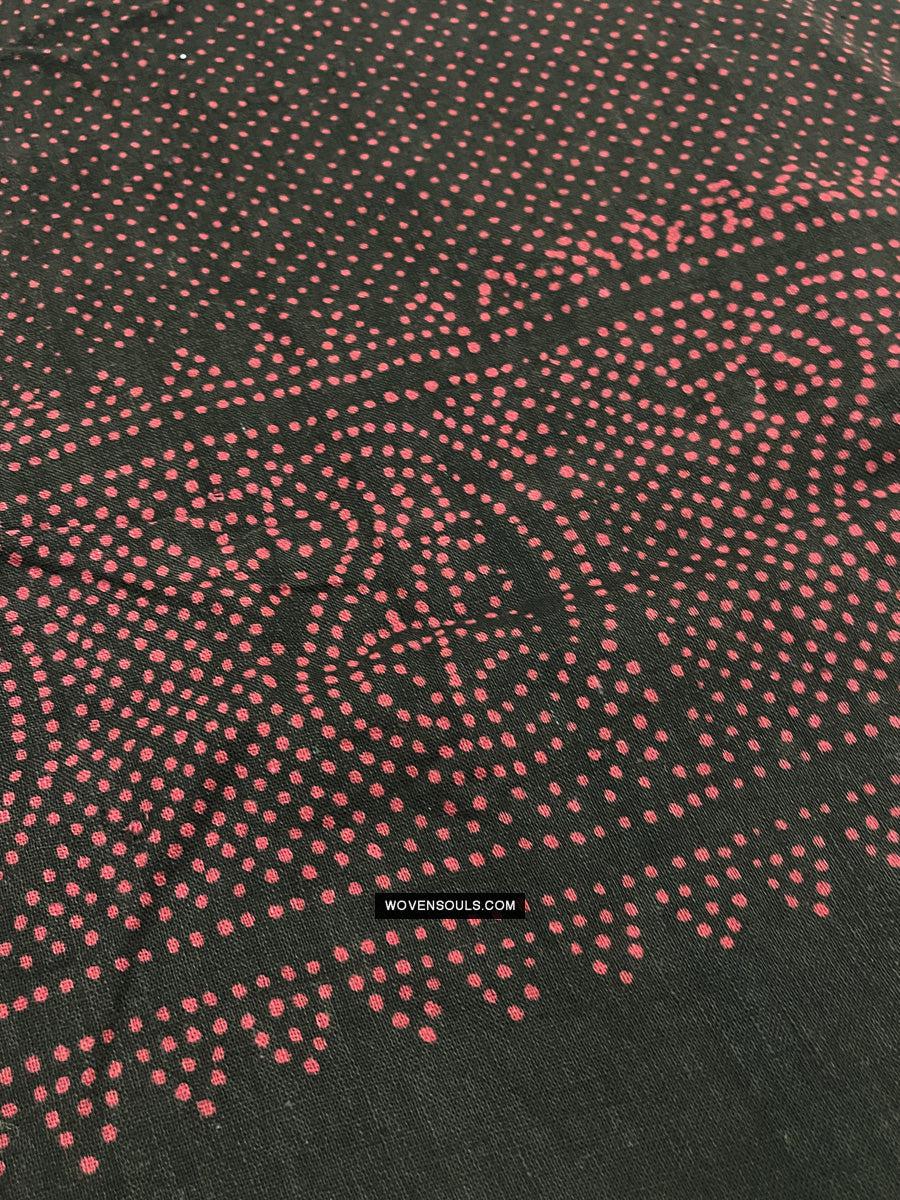 1721 PAIR Block Printed Cotton Scarf Textile with Bandhani motifs-WOVENSOULS Antique Textiles & Art Gallery