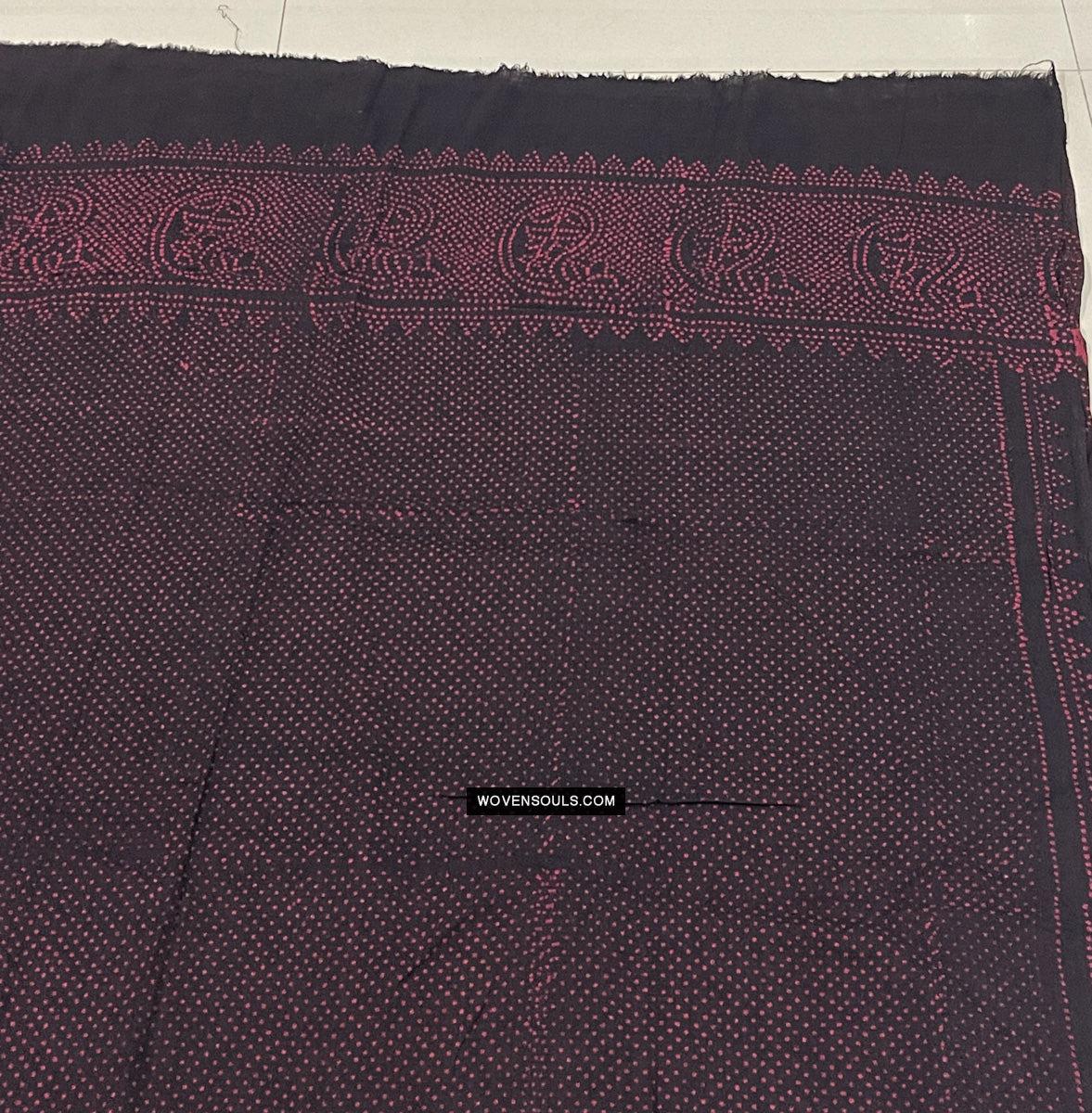 1721 PAIR Block Printed Cotton Scarf Textile with Bandhani motifs-WOVENSOULS Antique Textiles & Art Gallery