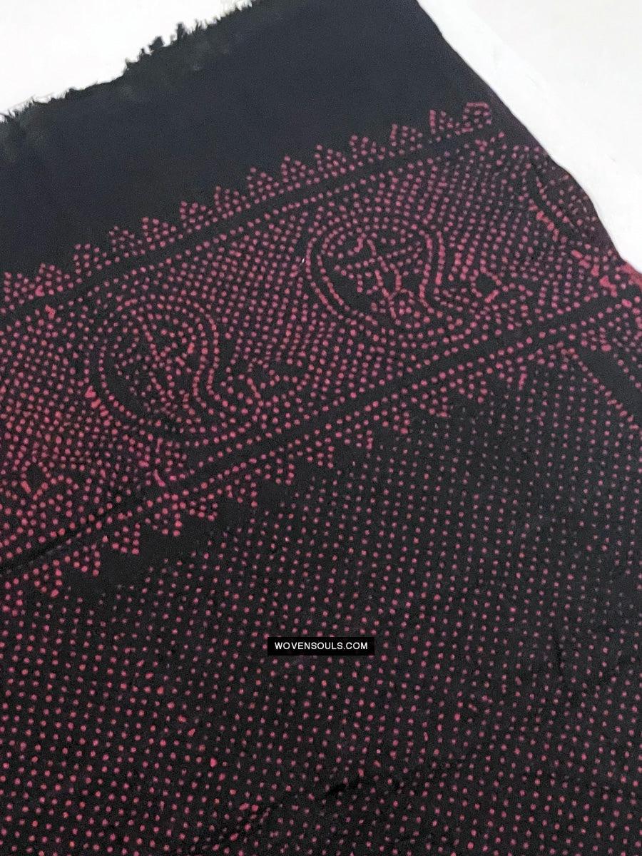 1721 PAIR Block Printed Cotton Scarf Textile with Bandhani motifs-WOVENSOULS Antique Textiles & Art Gallery