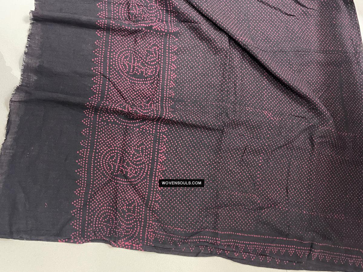 1721 PAIR Block Printed Cotton Scarf Textile with Bandhani motifs-WOVENSOULS Antique Textiles & Art Gallery
