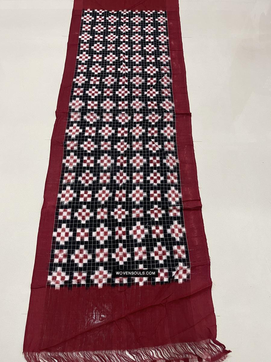 1722 Double Ikat Cotton Handwoven Shawl Andhra Pradesh-WOVENSOULS Antique Textiles & Art Gallery