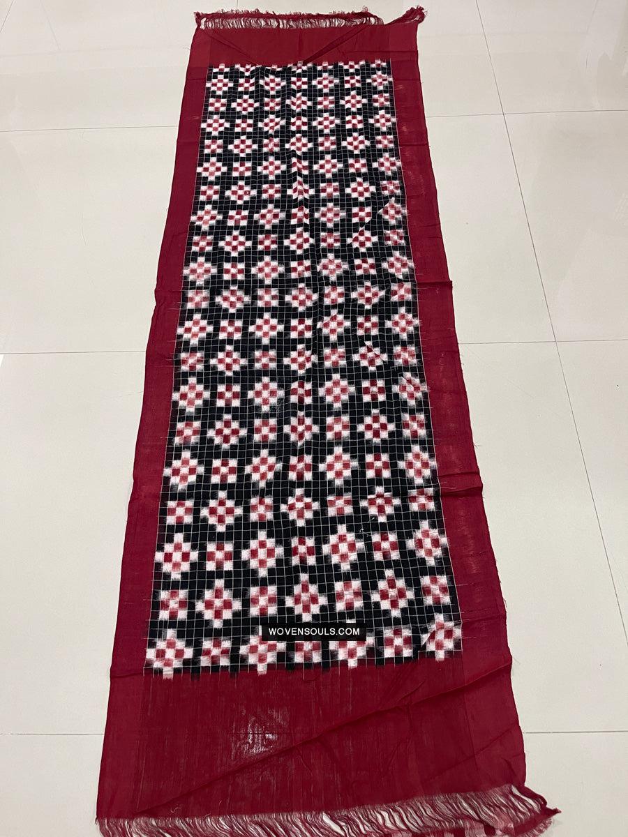1722 Double Ikat Cotton Handwoven Shawl Andhra Pradesh-WOVENSOULS Antique Textiles & Art Gallery