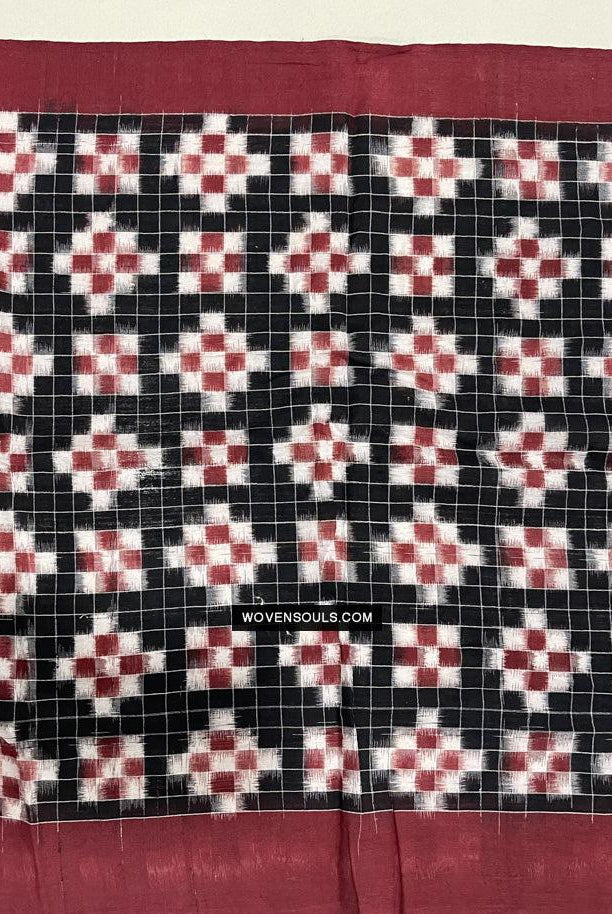 1722 Doppelter Ikat-Baumwollhandgewebter Schal Andhra Pradesh-WOVENSOULS Galerie für antike Textilien und Kunst