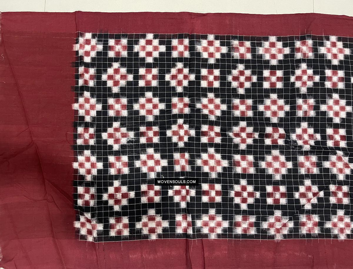 1722 Double Ikat Cotton Handwoven Shawl Andhra Pradesh-WOVENSOULS Antique Textiles & Art Gallery