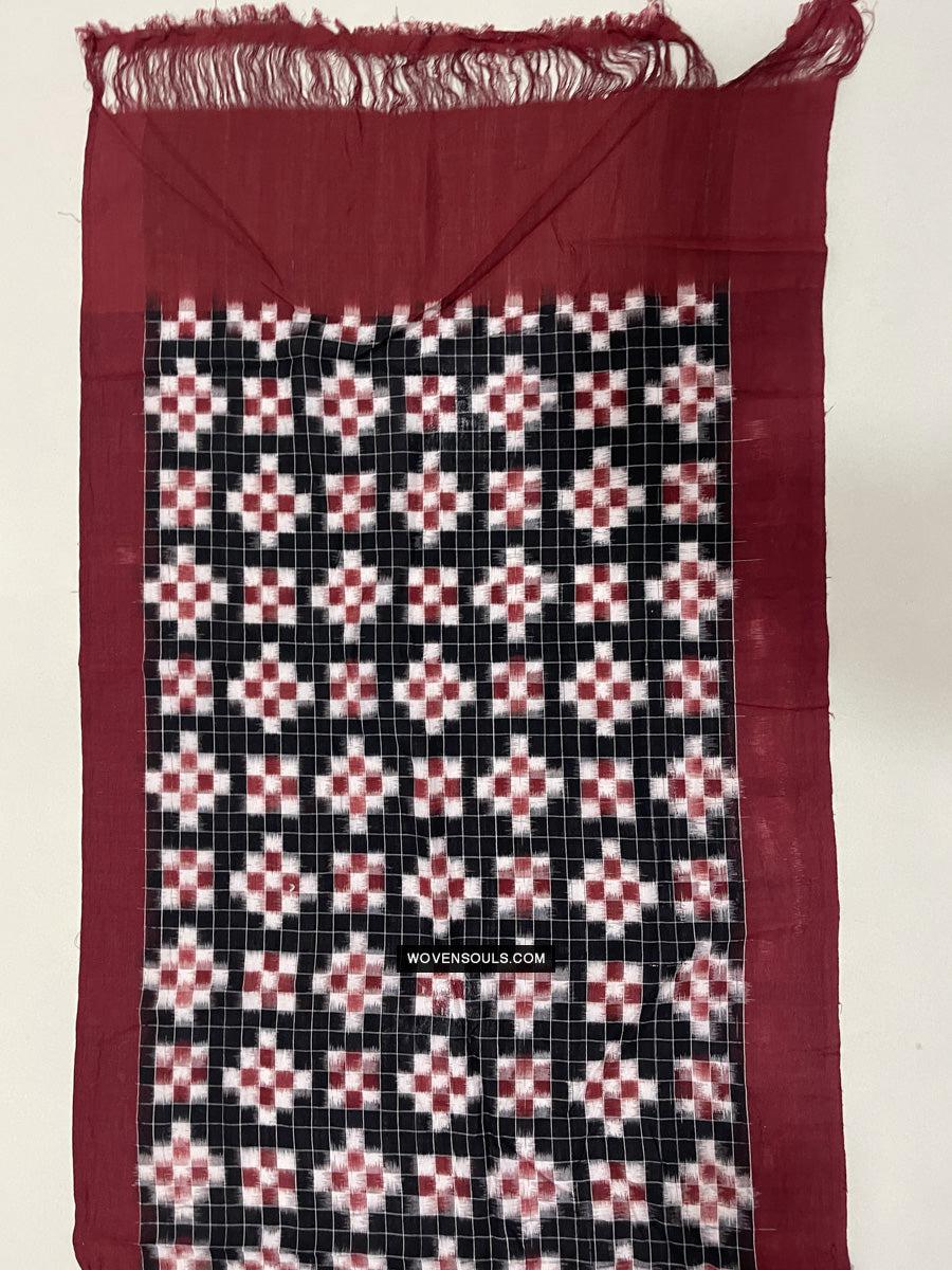 1722 Double Ikat Cotton Handwoven Shawl Andhra Pradesh-WOVENSOULS Antique Textiles & Art Gallery