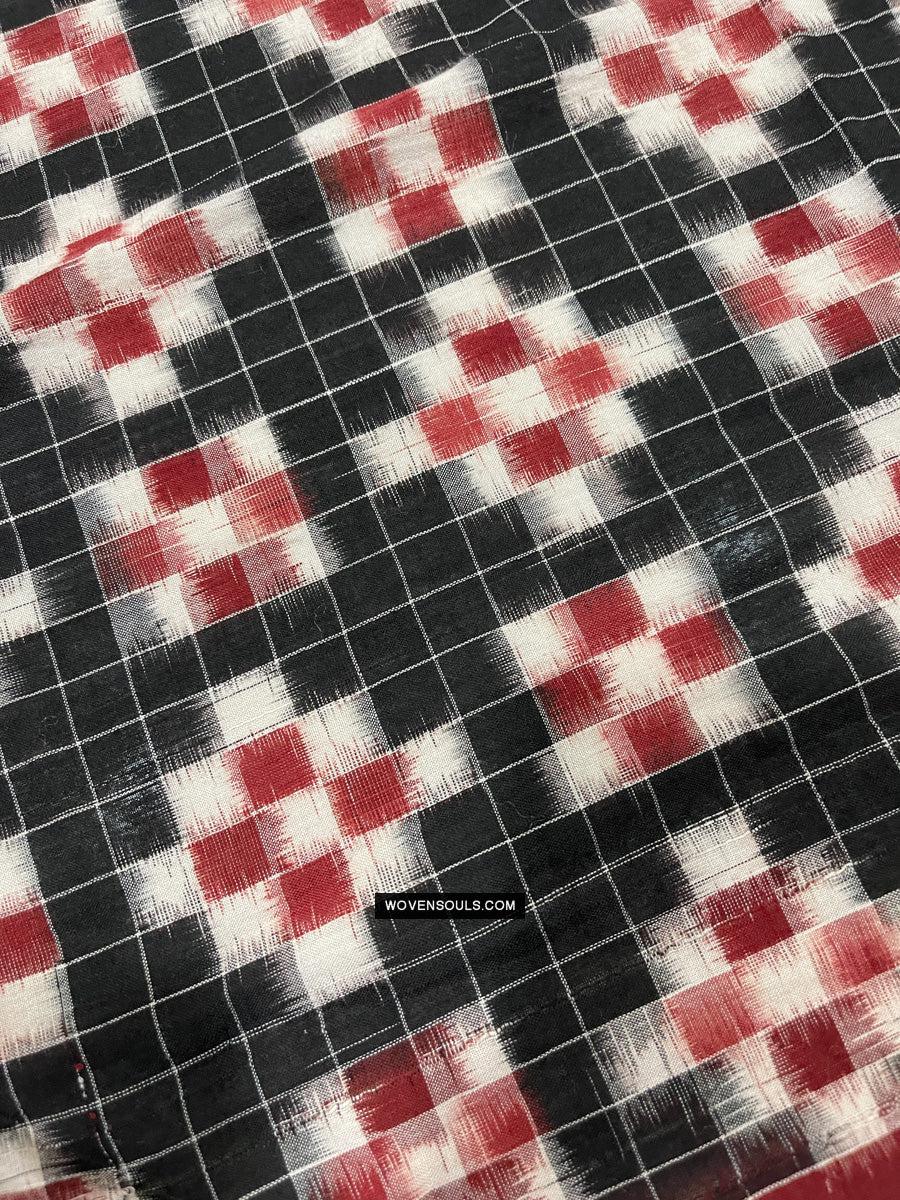 1722 Double Ikat Cotton Handwoven Shawl Andhra Pradesh-WOVENSOULS Antique Textiles & Art Gallery