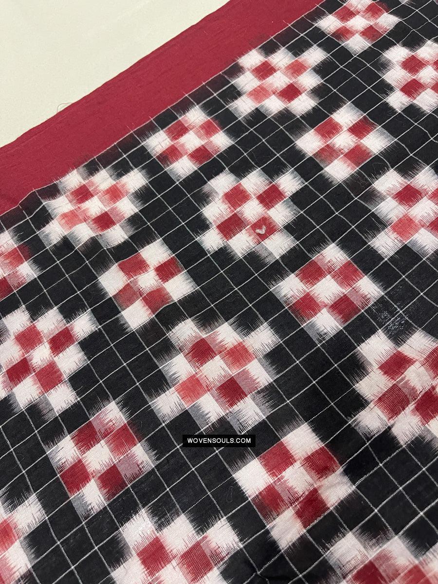 1722 Double Ikat Cotton Handwoven Shawl Andhra Pradesh-WOVENSOULS Antique Textiles & Art Gallery