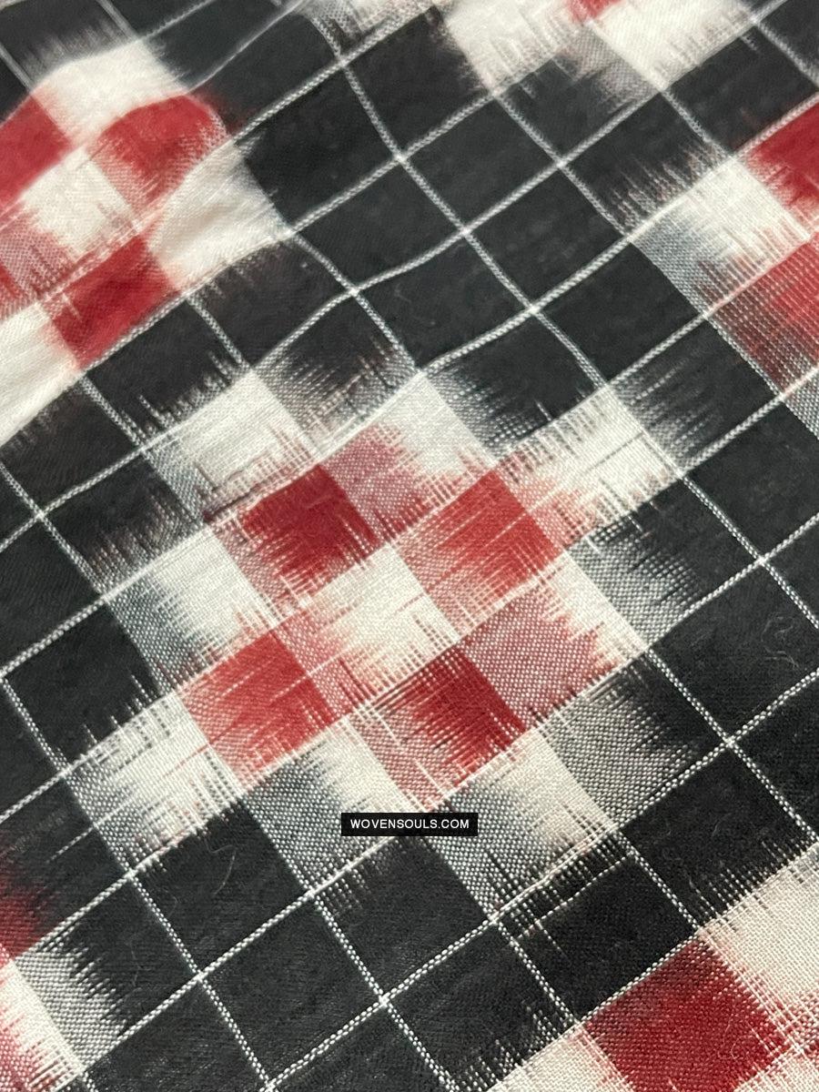 1722 Double Ikat Cotton Handwoven Shawl Andhra Pradesh-WOVENSOULS Antique Textiles & Art Gallery