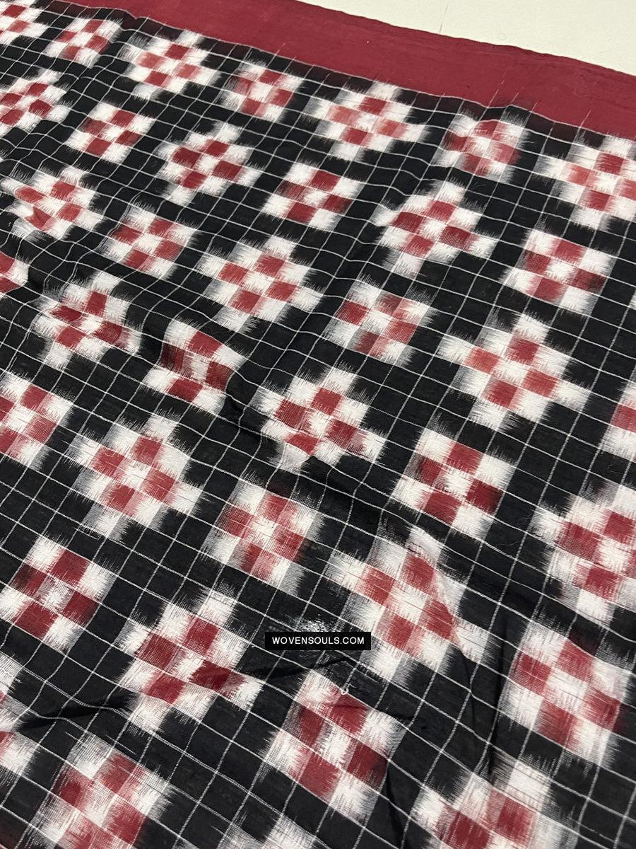 1722 Double Ikat Cotton Handwoven Shawl Andhra Pradesh-WOVENSOULS Antique Textiles & Art Gallery