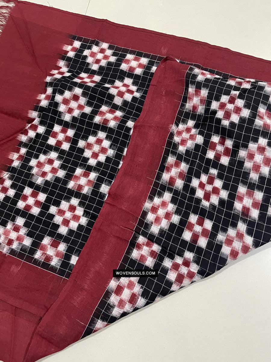1722 Double Ikat Cotton Handwoven Shawl Andhra Pradesh-WOVENSOULS Antique Textiles & Art Gallery