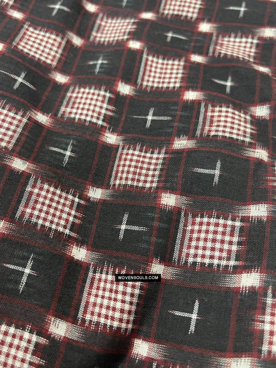 1723 Double Ikat Cotton Handwoven Shawl Andhra Pradesh-WOVENSOULS Antique Textiles & Art Gallery