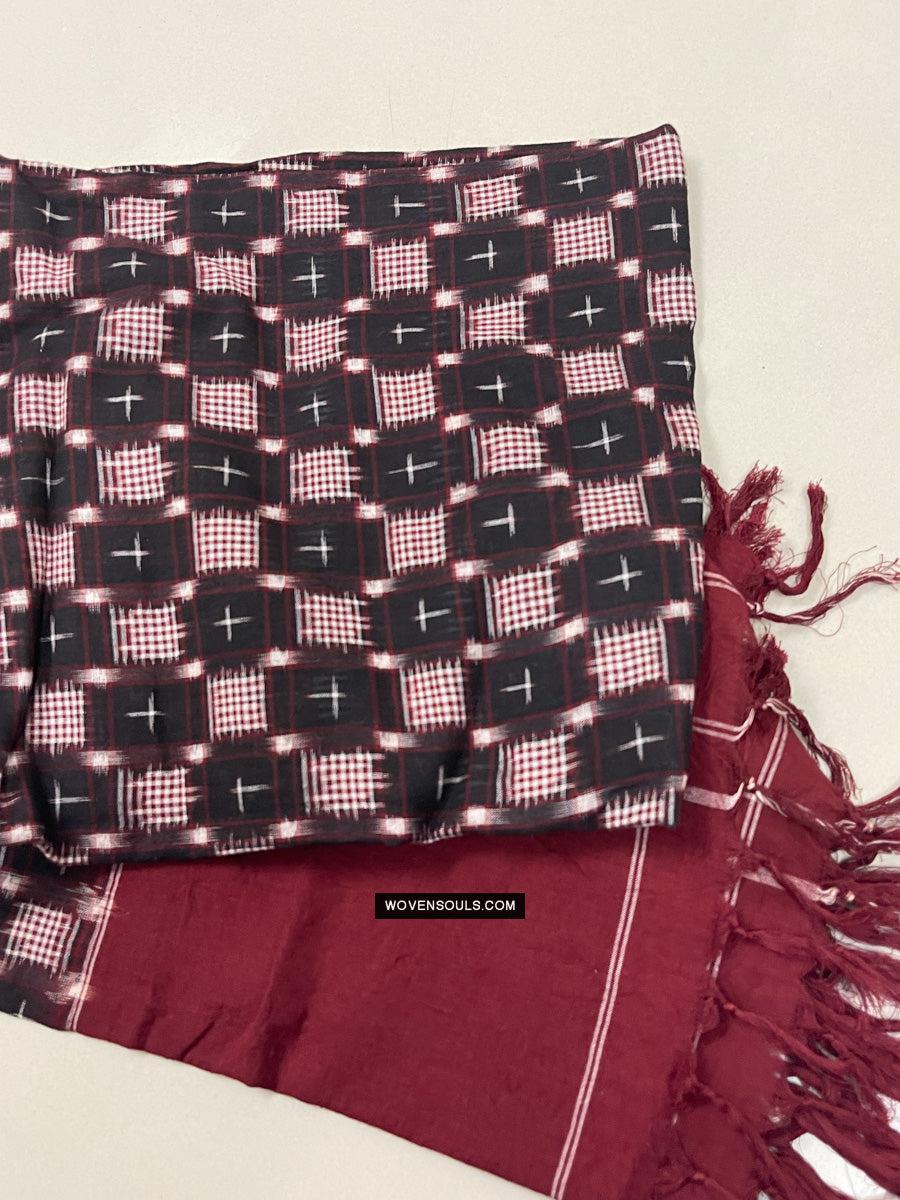 1723 Double Ikat Cotton Handwoven Shawl Andhra Pradesh-WOVENSOULS Antique Textiles & Art Gallery