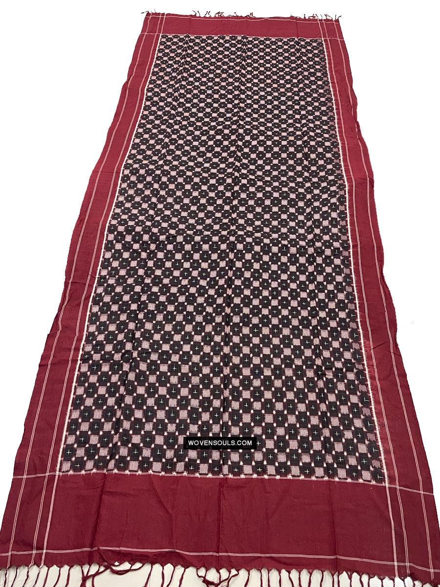1723 Double Ikat Cotton Handwoven Shawl Andhra Pradesh-WOVENSOULS Antique Textiles & Art Gallery