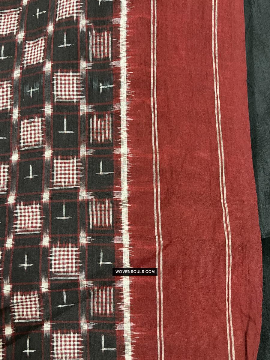 1723 Double Ikat Cotton Handwoven Shawl Andhra Pradesh-WOVENSOULS Antique Textiles & Art Gallery