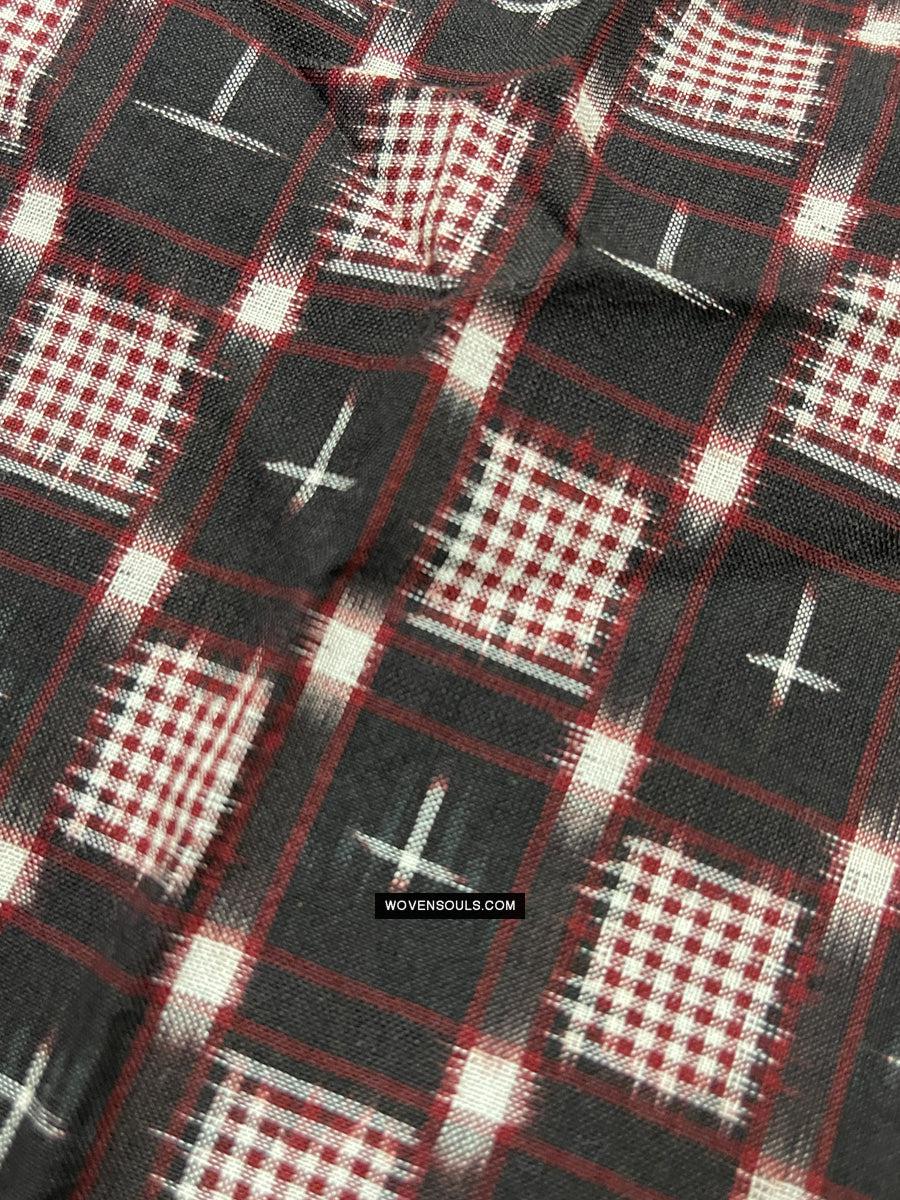 1723 Double Ikat Cotton Handwoven Shawl Andhra Pradesh-WOVENSOULS Antique Textiles & Art Gallery