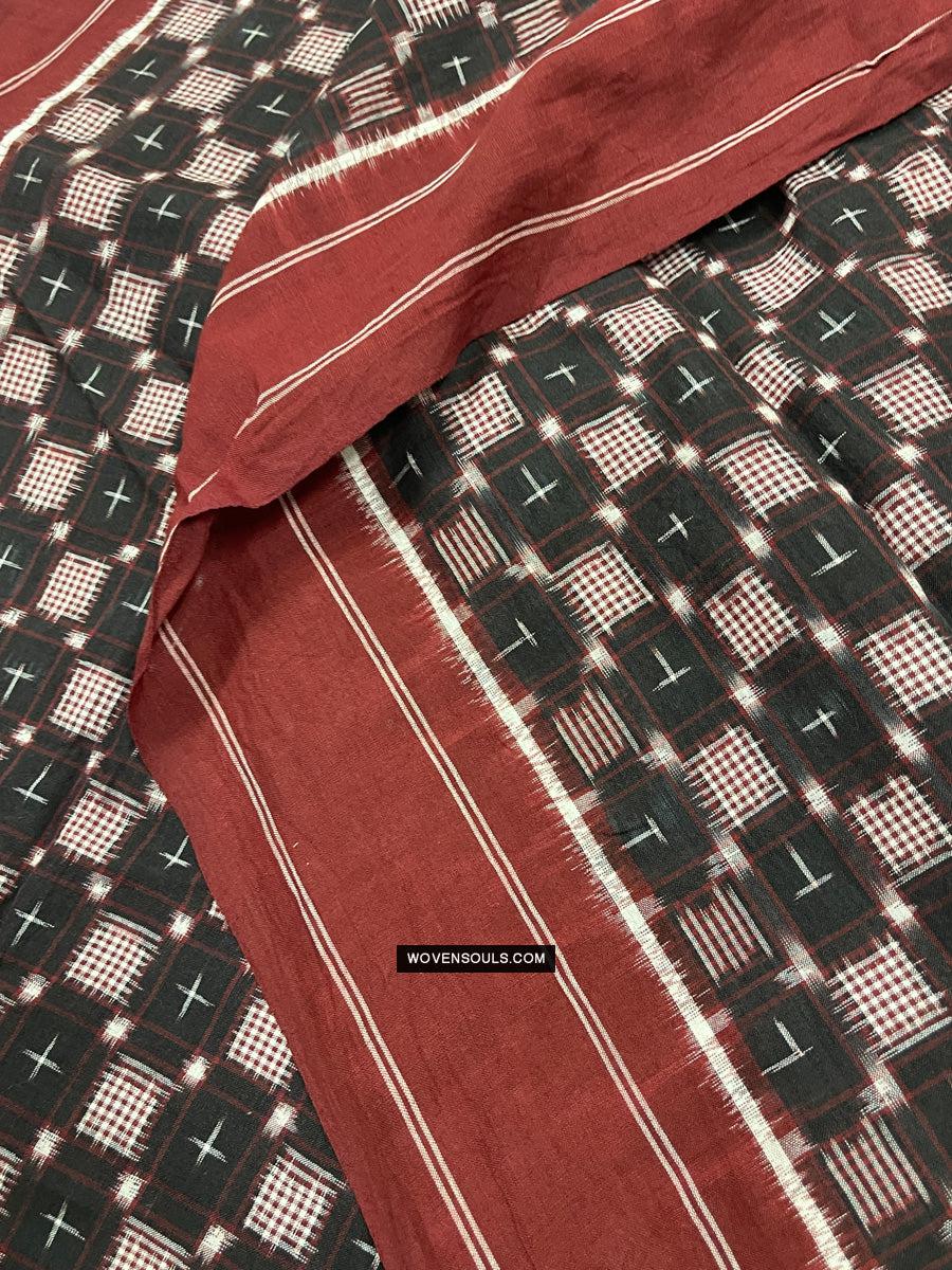 1723 Double Ikat Cotton Handwoven Shawl Andhra Pradesh-WOVENSOULS Antique Textiles & Art Gallery