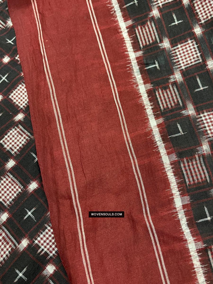 1723 Double Ikat Cotton Handwoven Shawl Andhra Pradesh-WOVENSOULS Antique Textiles & Art Gallery