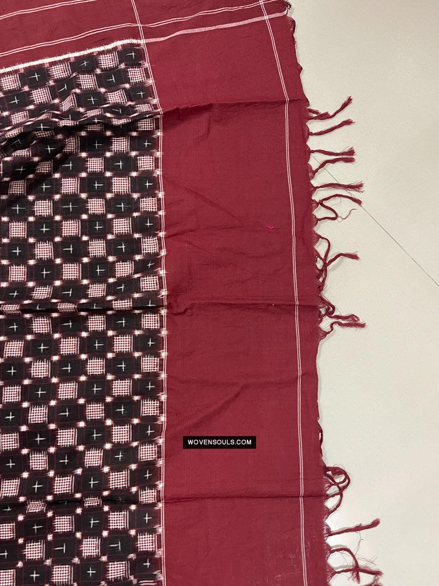 1723 Double Ikat Cotton Handwoven Shawl Andhra Pradesh-WOVENSOULS Antique Textiles & Art Gallery
