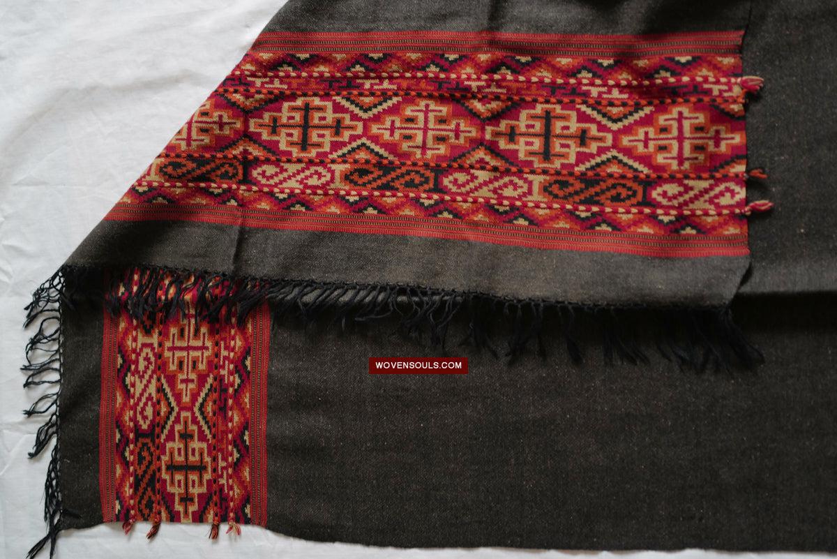 1724 Rare Yak Wool Shawl Himachal-WOVENSOULS Antique Textiles & Art Gallery