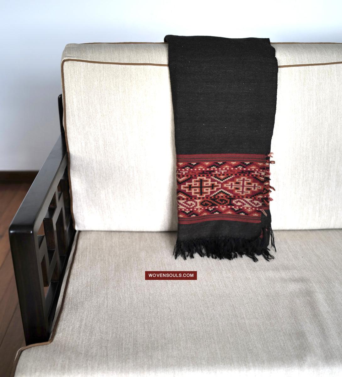 1724 Rare Yak Wool Shawl Himachal-WOVENSOULS Antique Textiles & Art Gallery