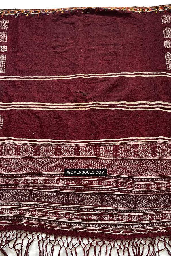 1733 - Old Tunisian Shawl - Berber People-WOVENSOULS Antique Textiles & Art Gallery
