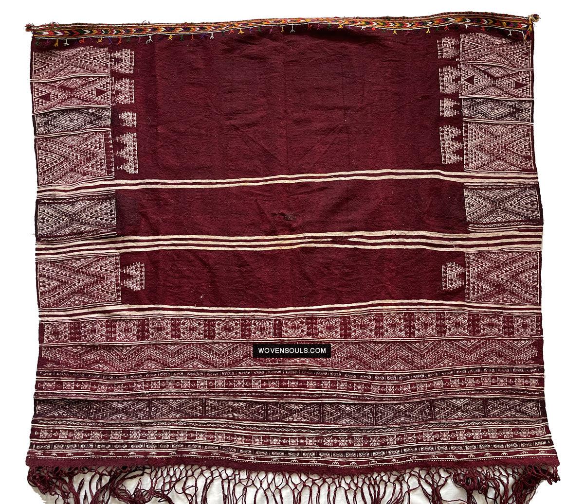 1733 - Old Tunisian Shawl - Berber People-WOVENSOULS Antique Textiles & Art Gallery