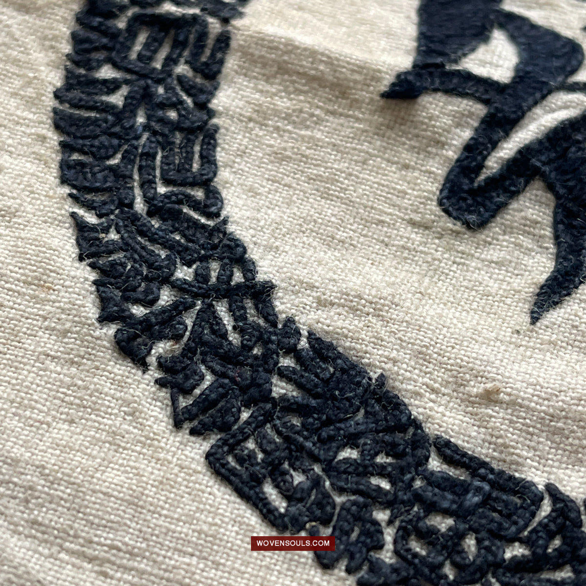 1736 Old Yao Cover Cloth for Celestial Crown - with Inscription in Embroidery-WOVENSOULS Antique Textiles & Art Gallery