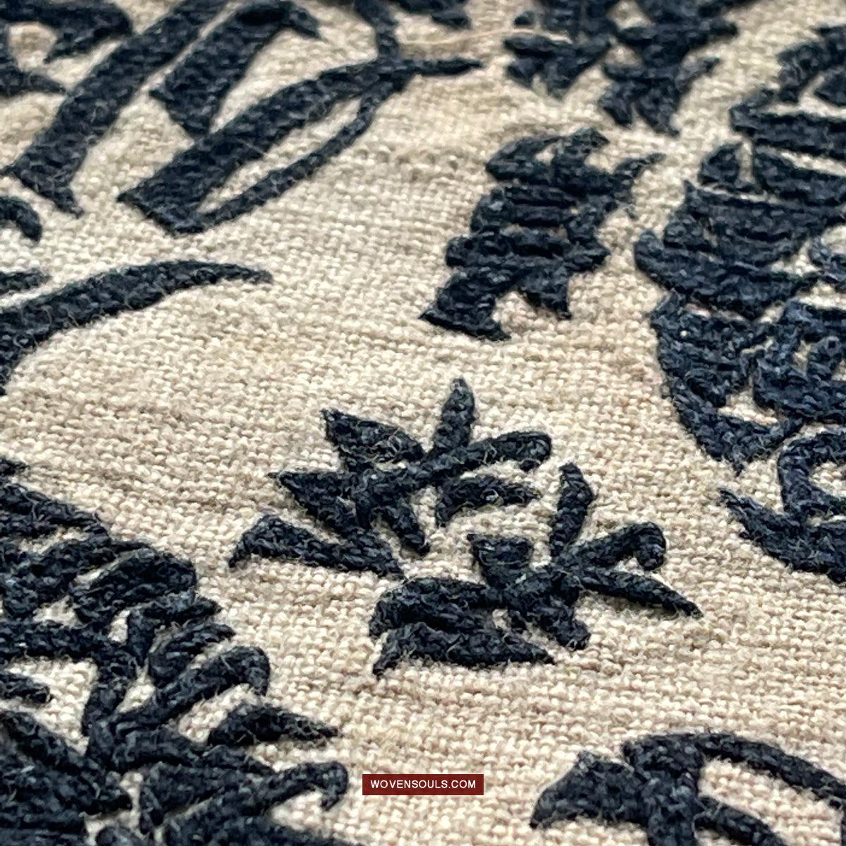 1737 SOLD Old Yao Cover Cloth for Celestial Crown - with Inscription in Embroidery-WOVENSOULS Antique Textiles & Art Gallery