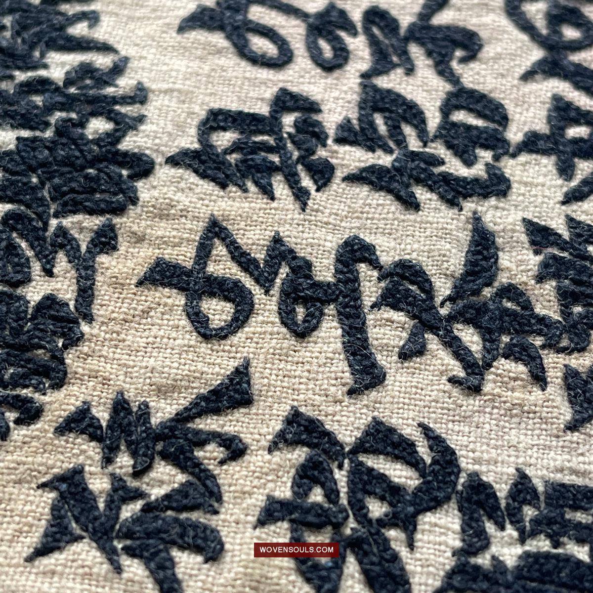 1737 SOLD Old Yao Cover Cloth for Celestial Crown - with Inscription in Embroidery-WOVENSOULS Antique Textiles & Art Gallery