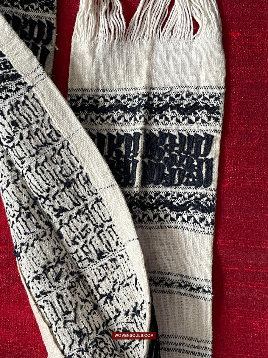 1738 Old Yao Shaman Sash with Inscription in Embroidery-WOVENSOULS Antique Textiles & Art Gallery
