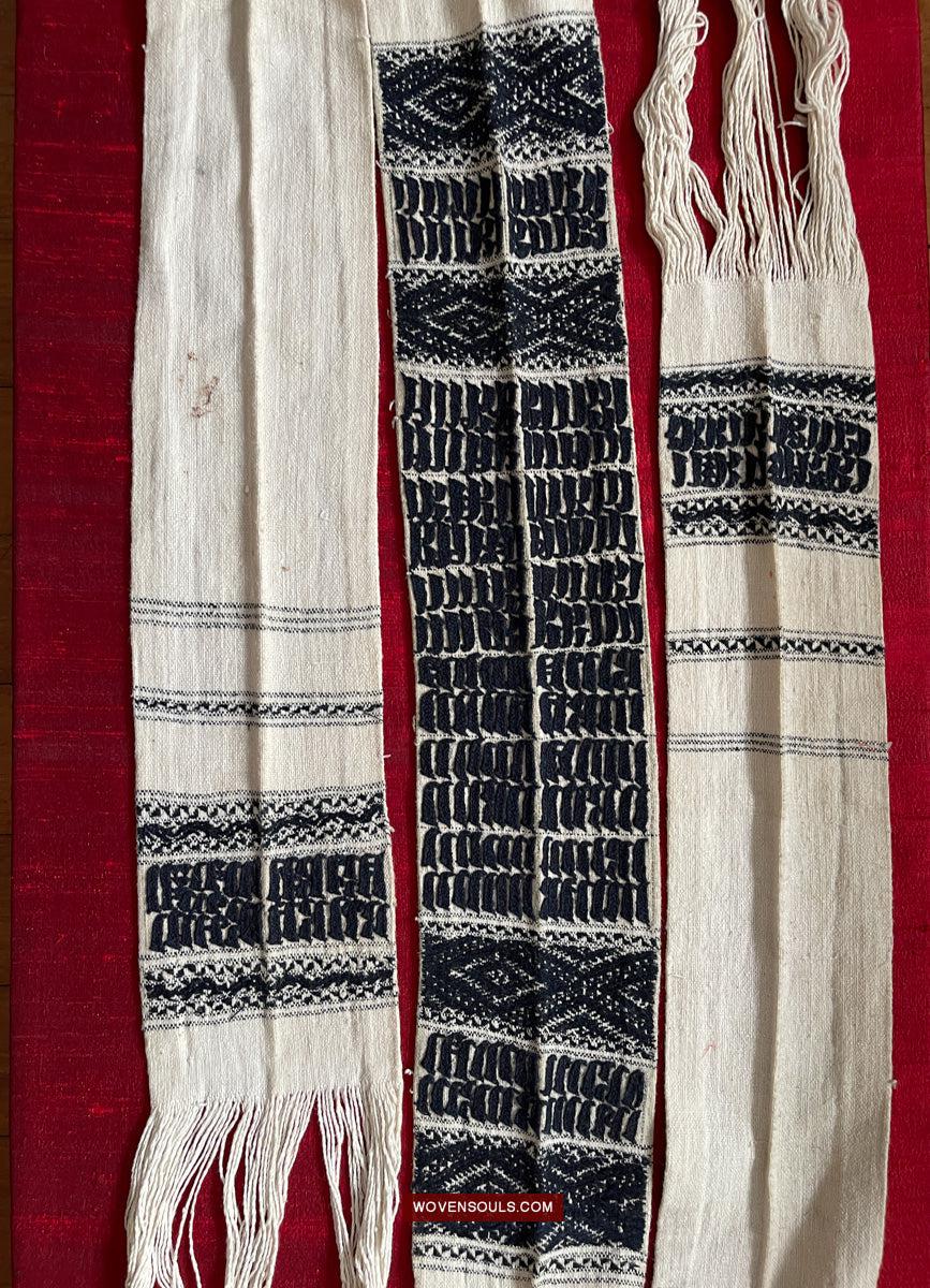 1738 Old Yao Shaman Sash with Inscription in Embroidery-WOVENSOULS Antique Textiles & Art Gallery