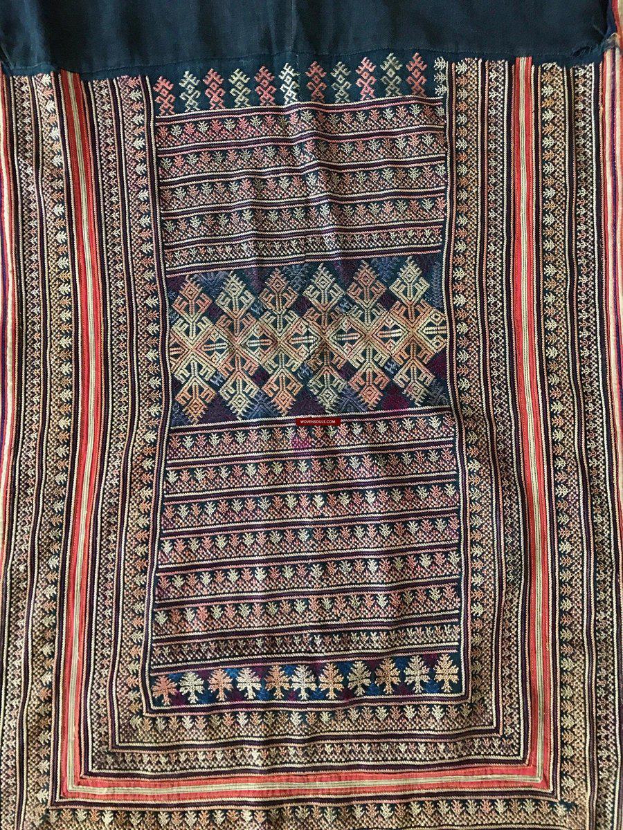 174 Yao Tunic Robe 1 - Hand Spun Cotton & Embroidery-WOVENSOULS-Antique-Vintage-Textiles-Art-Decor