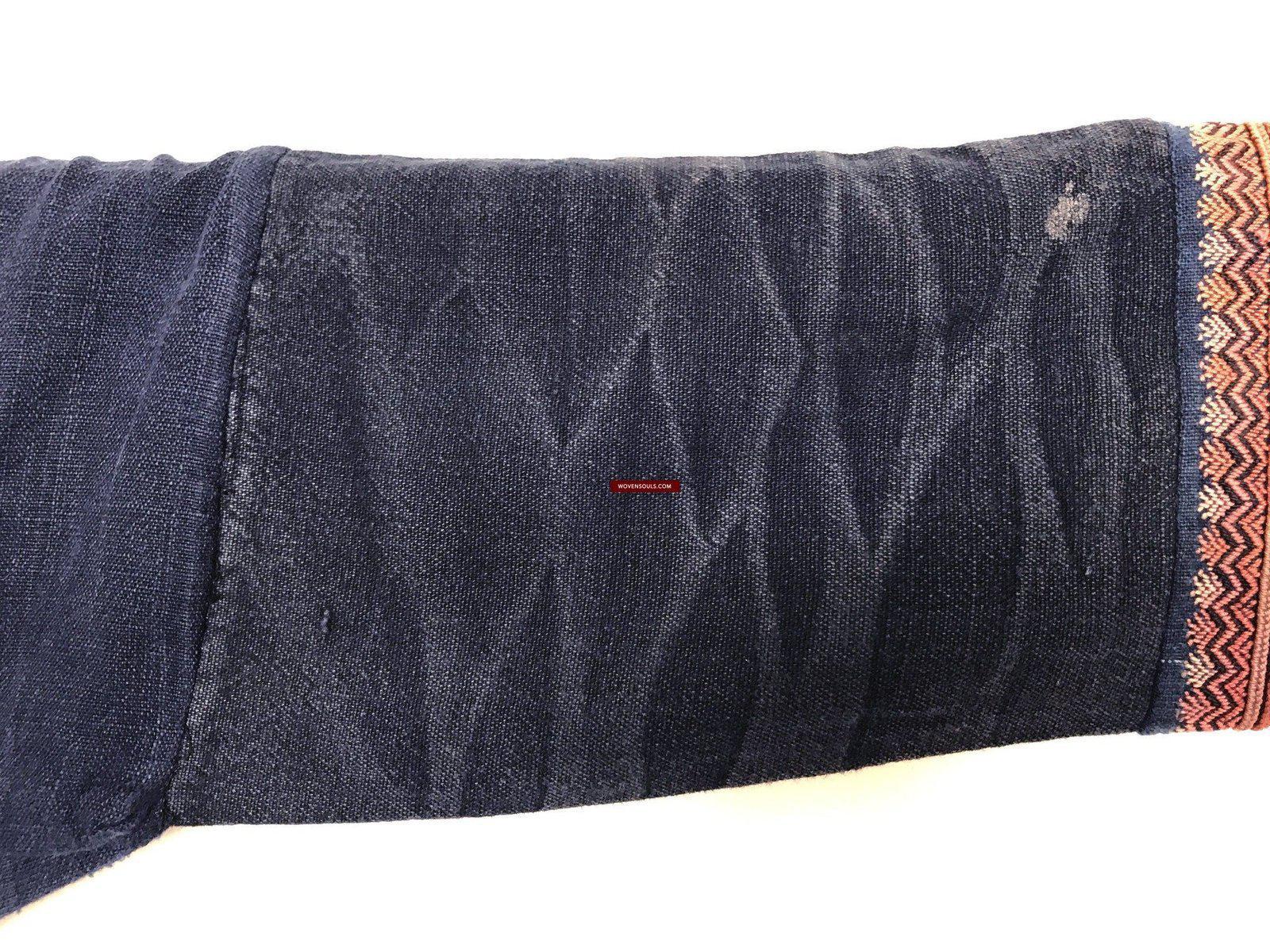 174 Yao Tunic Robe 1 - Hand Spun Cotton & Embroidery-WOVENSOULS-Antique-Vintage-Textiles-Art-Decor