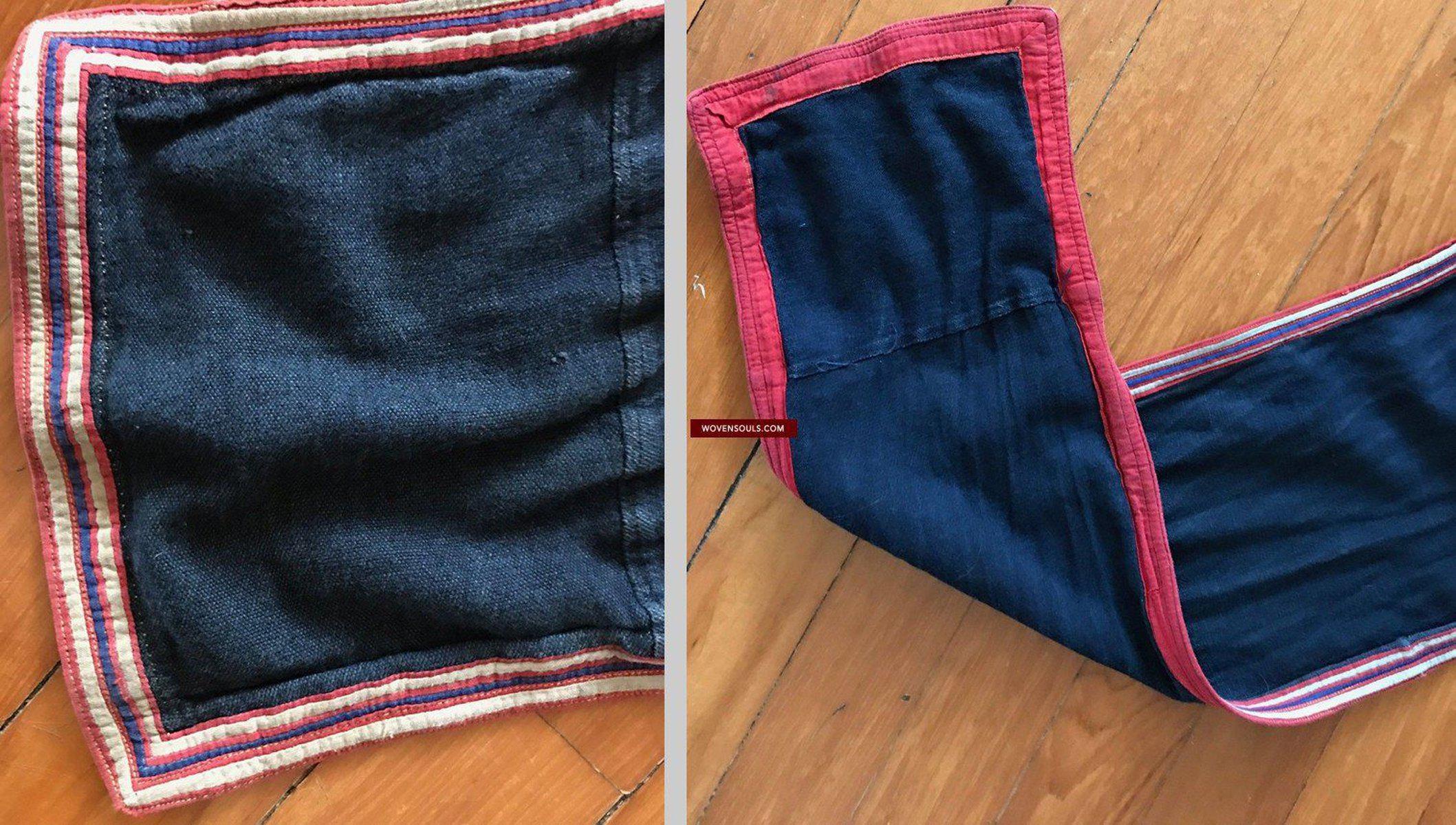 174 Yao Tunic Robe 1 - Hand Spun Cotton & Embroidery-WOVENSOULS-Antique-Vintage-Textiles-Art-Decor