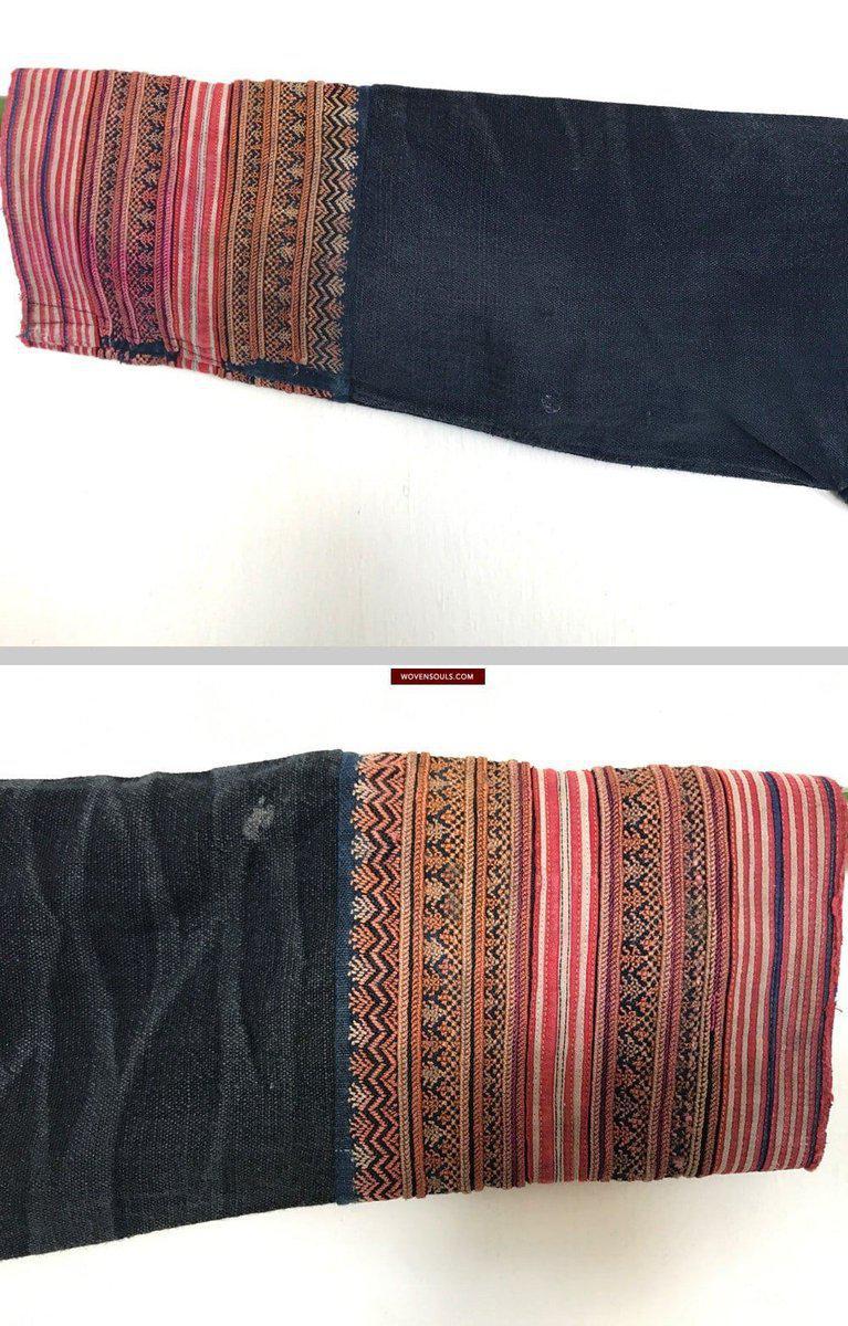 174 Yao Tunic Robe 1 - Hand Spun Cotton & Embroidery-WOVENSOULS-Antique-Vintage-Textiles-Art-Decor