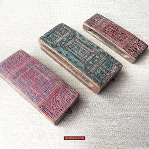 1740 Three Old Vietnam Tribal Knife Holder Mounts for Men's Belts-WOVENSOULS Antique Textiles &amp; Art Gallery