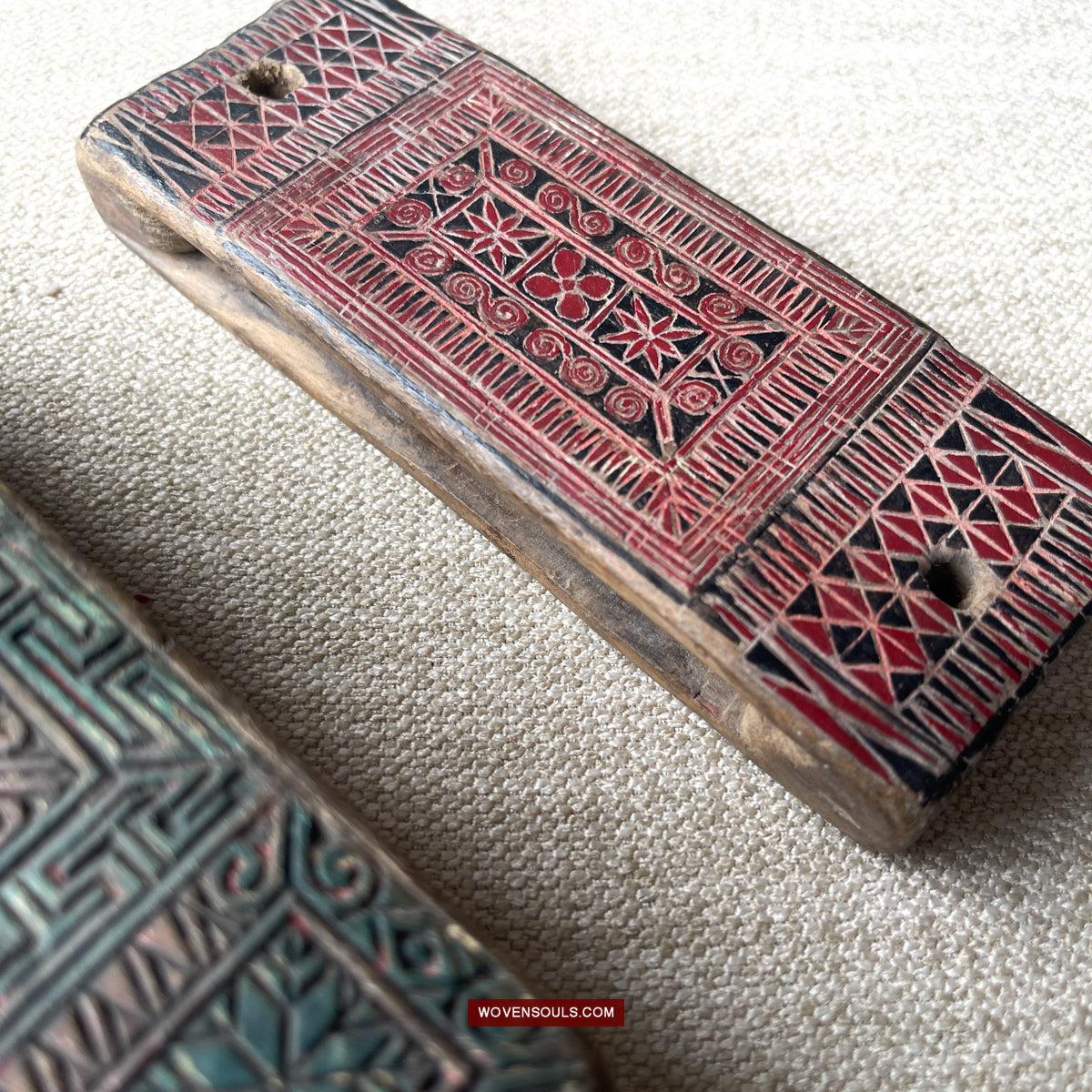 1740 Three Old Vietnam Tribal Knife Holder Mounts for Men's Belts-WOVENSOULS Antique Textiles & Art Gallery