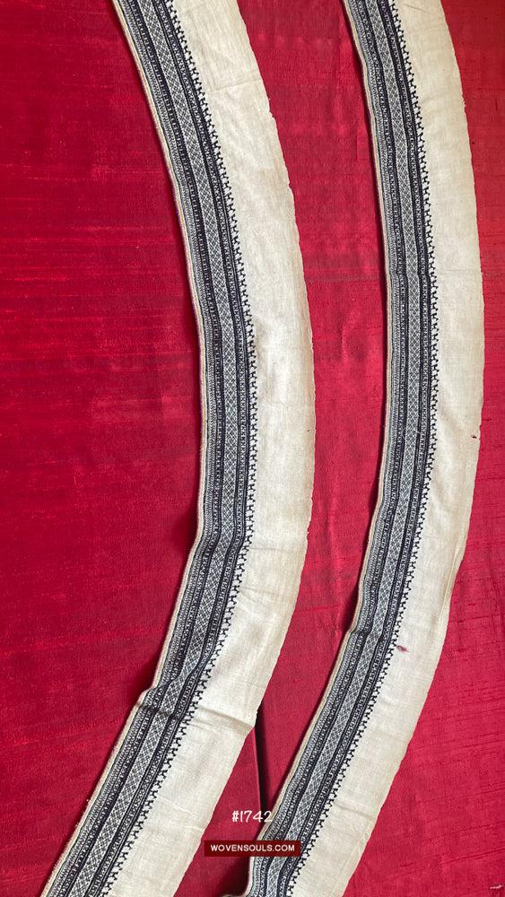 1741 Vintage White Trouser Yao Tribal Embroidery Textile Art - Trouser Cuffs-WOVENSOULS Antique Textiles & Art Gallery