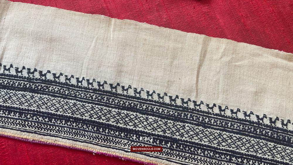1741 Vintage White Trouser Yao Tribal Embroidery Textile Art - Trouser Cuffs-WOVENSOULS Antique Textiles & Art Gallery